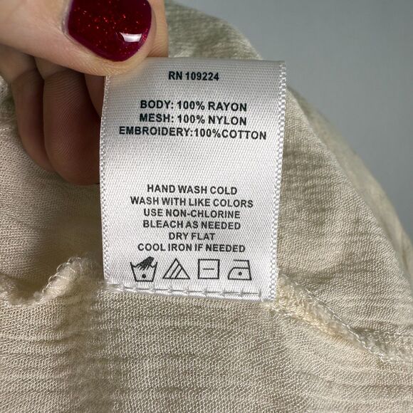 Indigo Soul Ivory Lace Tunic, Long Sleeves, Lined, Soft, Boho, Size Med 2/$25 - Picture 7 of 9